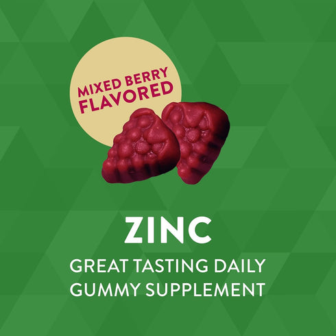 Nature's Way Zinc Gummies, 120 Gummies, Daily Immune Support, 100% Daily Value Zinc, Mixed Berry Flavor