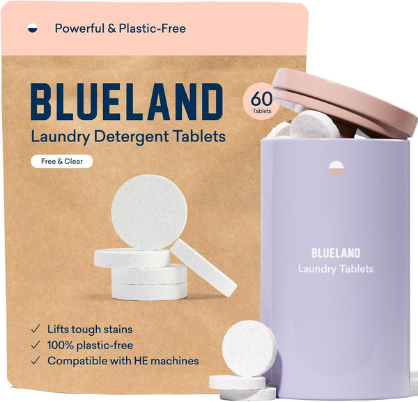 BLUELAND Laundry Detergent Tablet Starter Set - Eco Friendly, Plastic-Free Alternative to Sheets, Pods, and Liquids, 60