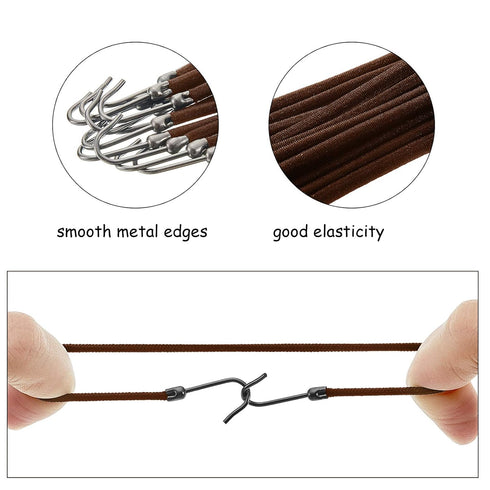 Hotop 15 Pieces Elastic Hook Hair Tie, Styling Ponytail Holder Hooks for Curly Long Hair (Brown)