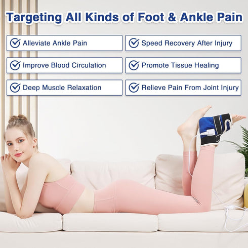 AOBOCO Ankle Heating Pad for Plantar Fasciitis Relief, Upgrade Ankle Brace for Neuropathy Pain, Heated Foot Wrap with