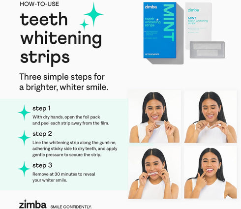 New Zimba Cherry Flavored Teeth Whitening Strips, Vegan, Enamel Safe, 14 Day Treatment