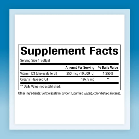 Natural Factors, Vitamin D3 10000 IU (250 mcg), Supports Strong Bones, Muscles and Immune Function, 120 Softgels