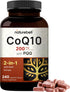 NatureBell CoQ10 (Ubiquinone) 200mg with PQQ | 240 Veggie Capsules | Antioxidant Support for Brain, Heart & Energy