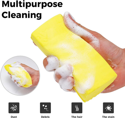 4-Pack Damp Clean Duster Sponge Brush for Cleaning Blinds, Glass, Baseboards, Vents, Mirrors (Yellow)