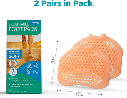 Metatarsal Foot Pads for Pain Relief - 4 Pack Soft Gel Reusable Breathable Sleeve Pads, Foot Cushions
