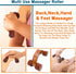HATHKAAM Massage Roller, 5.5" Rosewood Handheld 4 Wheel Accupressure Massager for Full Body Pain Relief and Cellulite