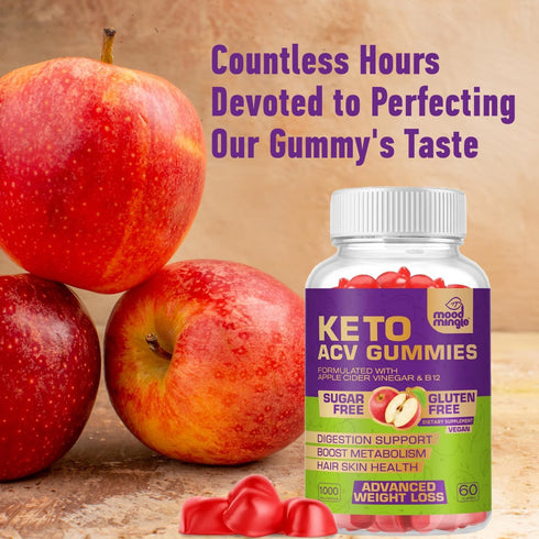 Keto ACV Gummies - 60 Gummies (1000MG) - Gluten & Sugar-Free Apple Cider Vinegar for Advanced Weight Loss