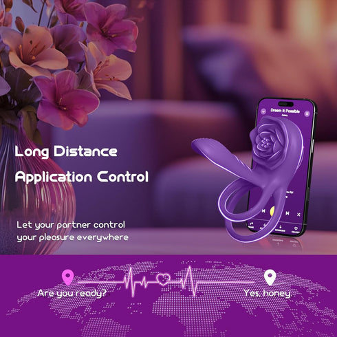 MOVGANI Mens Womens Rose Sex Toy - Vibrating Penis Ring Girth Sleeve, Adult Sex Toys & Games for Couples Men Pleasure