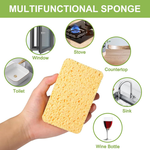 Yolaist 12 Pack Non-Scratch Scrub Sponge, Natural Kitchen Sponges for Cleaning Kitchen, Scratch Free Biodegradable