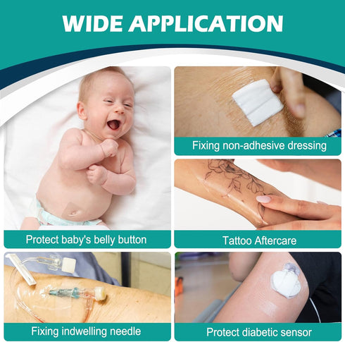 YHOVID 100 Packs 4" 4.75" Swimming, Transparent Film Dressing x - Waterproof Bandages for Showering, Wounds, Post