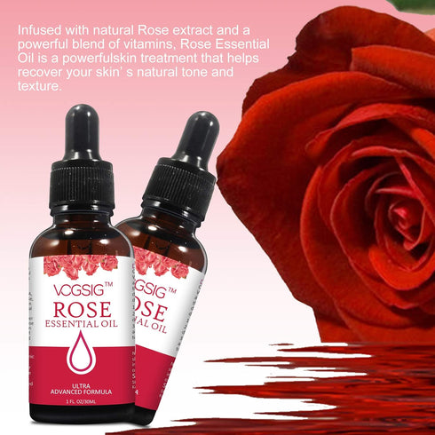 Rose Essential Oil 30ml - Aromatherapy, Skin Moisturizing, Anti-Aging, Reduce Pigmentation, Quickly Absorbed