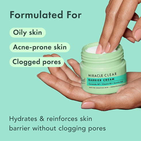 Rael Face Moisturizer, Miracle Clear Barrier Cream for Oily & Acne Prone Skin, Vegan, 1.8 oz