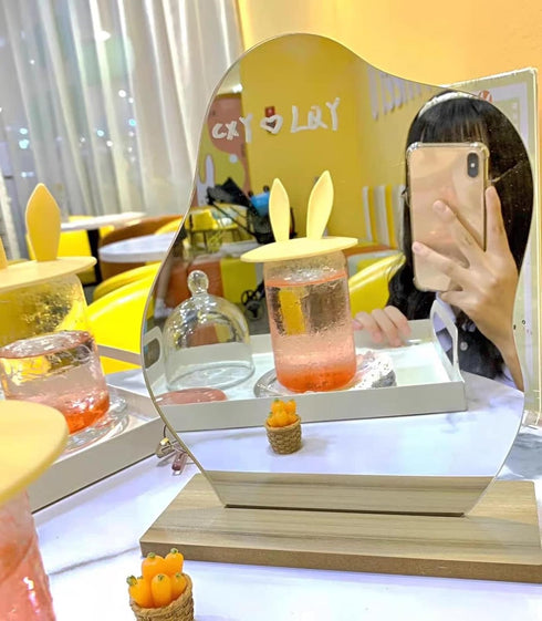 Makeup Mirror with Stand, Acrylic Desk Decor Aesthetic Mirror, Separable Wall Mounted Gift Mirror for Women Men Girls