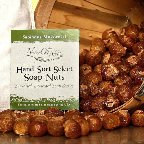 Soap Nuts/Soap Berries - 1-Lbs organic (240 loads) + 18X Travel Bottle! Select Seedless - 1 Wash Bag, 8-pg info, Tote Bag. Organic Laundry Soap