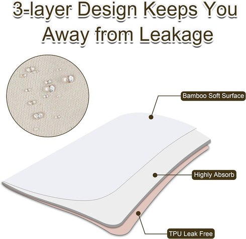 Large Bamboo Wearable Incontinence Bed Pads Washable - Adult Diaper Skirt for Highly Absorbency - Washable Bed Mats