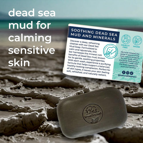 Natural Elephant Dead Sea Mud Soap 4.4 oz (125 g) – All-Natural Face and Body Cleanser with Mineral-Rich Mud