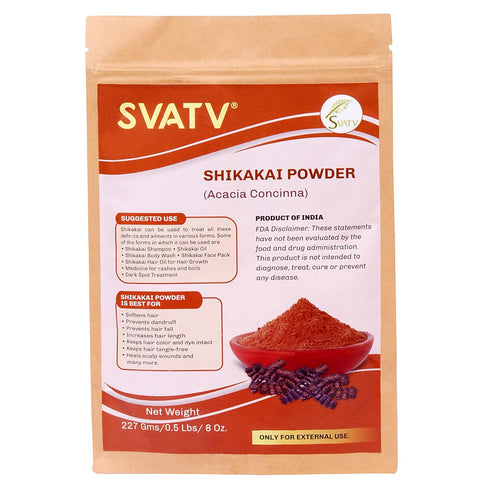 SVATV Shikakai Powder Acacia Concinna Natural Hair Growth & Ayurvedic Hair Mask, 227g 8oz, Natural Hair Care
