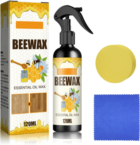 Beeswax Spray Furniture Polish, Natural Micro-Molecularized Cleaner with Sponge & Towel for Wood Furniture