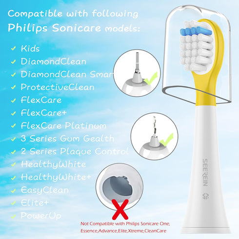 Kids Toothbrush Replacement Head Compatible with Philips Sonicare, Fit for Children 3+, with Head Cover, 8 Pack