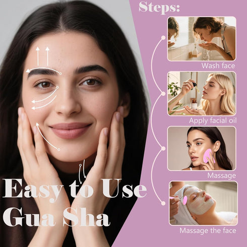 Set, Gua Sha Facial Massage Tool and Roller Facial Massager for Face, Neck, Arms, Eyes, Reduce Puffiness, Improve