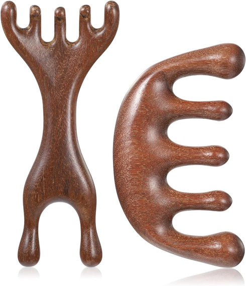 Xyembu 2 Pack Wooden Scalp Massager 5-Claw Head Wood Scalp Massage Tool Sandalwood