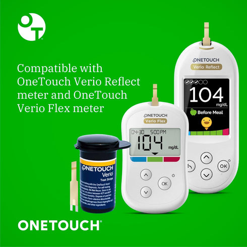 OneTouch Verio Test Strips for Diabetes Value Pack - 60 Count, 2 Boxes with 30 Test Strips Each