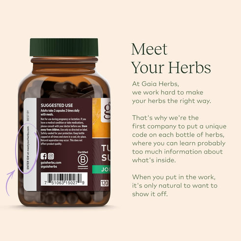 Gaia Herbs Turmeric Supreme Joint Health - Joint Support Supplement with Quercetin, Black Pepper, 60 Liquid Phyto-Caps