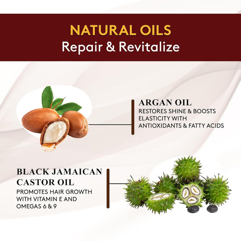 OKAY Pure Naturals Black Jamaican Castor Oil with Argan Oil, 4 Fl Oz Glass Bottle for Hair and Skin