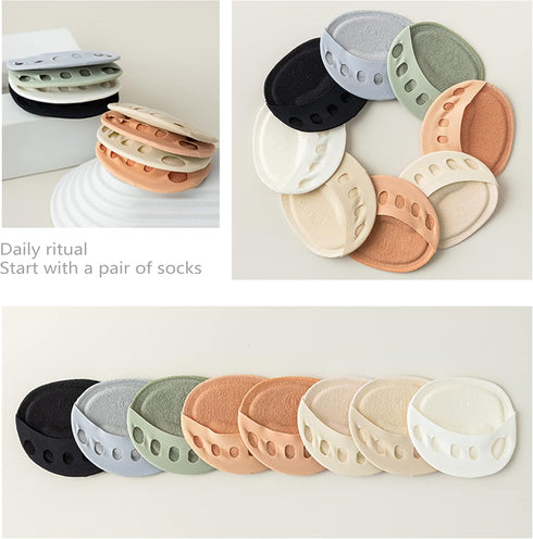 Keroius Pad,4 (4 Ball of Foot Cushions Pairs Honeycomb Fabric Forefoot Pads for Metatarsal,No Show Women's Half Socks