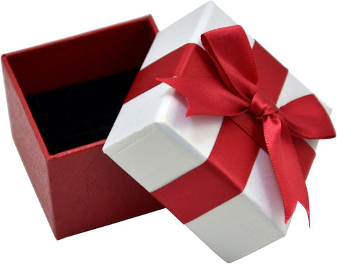 Paialco Jewelry Package Paper Gift Box - Red Ribbon Bow-Knot, 2.25 x 2.25 Inches