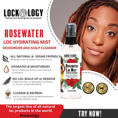 Rose Water for Locs - Natural Hair and Loc Refresher Moisturizer Products for Hair