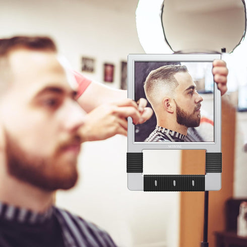 TASALON Unbreakable Hand Mirror, Silver Rectangular Tabletop Mount, ABS Frame, Handheld Mirror for Barber, Salon, Makeup