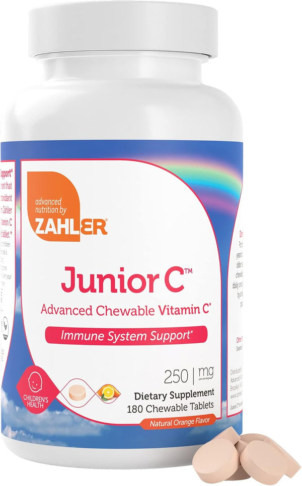 Zahler Junior C Advanced Chewable Vitamin C for Kids - 180 Count, Delicious Orange Flavor