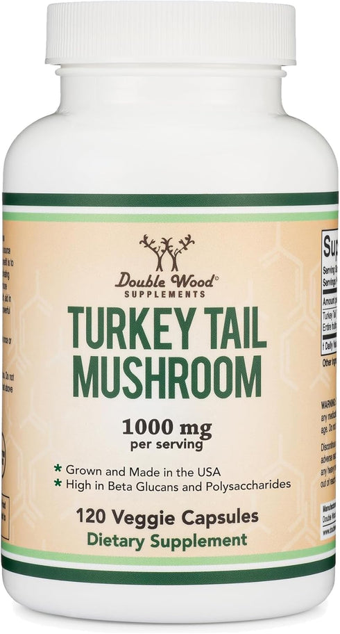 Turkey Tail Mushroom Supplement, 120 Capsules - 2 Month Supply, Immune System Support, Non-GMO, Gluten Free