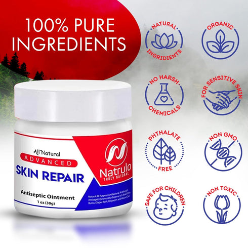 Natrulo Skin Repair Cream - Natural All Purpose Ointment for Eczema, Itch Relief, Burns, and Wound Care