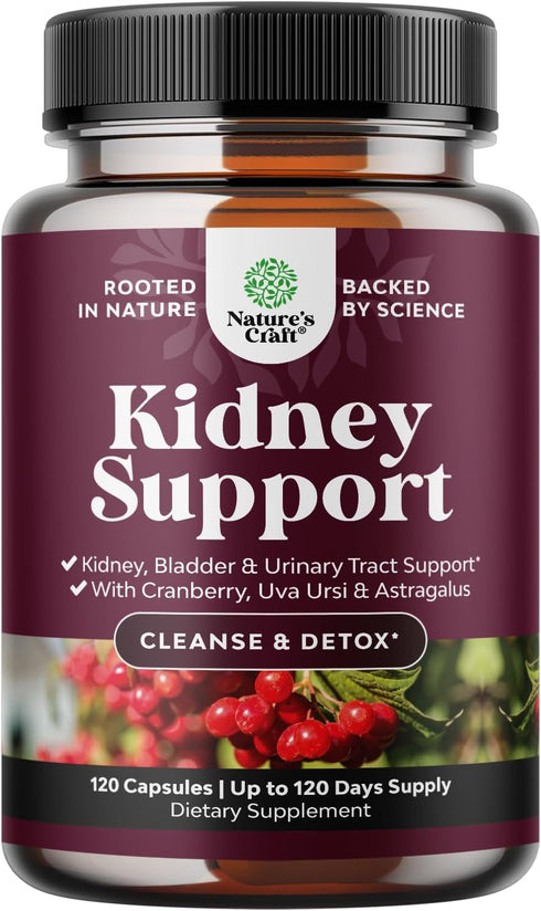 Kidney Support Supplement for Women and Men, High Strength Kidney Cleanse with Stinging Nettle, Uva Ursi, Astragalus