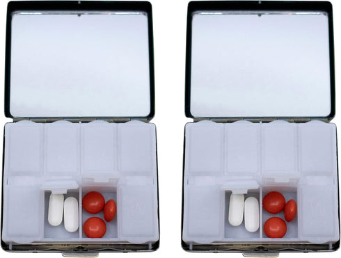 Set 2 (7-Day) of Metal-Plated Weekly Pill Box Case & Portable Medicine Organizer (Antique Brass Victorian)