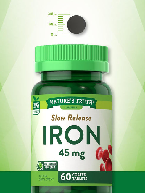 Iron Supplement 45 mg - 60 Count - Ferrous Sulfate - Non-GMO & Gluten Free Vitamin for Men and Women by Nature's Truth