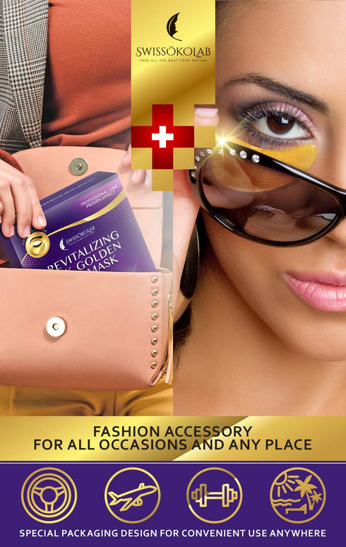 SWISSÖKOLAB 24k Gold Under Eye Patches for Dark Circles, Puffiness, Collagen Eye Gel Pads