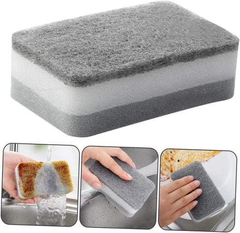 10pcs Non Scratch Sponge Scouring Pad, Kitchen Scrub Brush for Oven Cleaning, Dishwashing Pad for Home Use