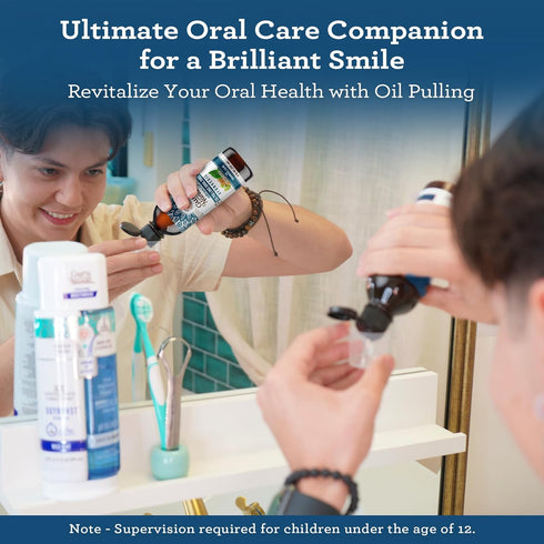 GuruNanda Advanced Oil Pulling - Natural Alcohol-Free Mouthwash with Coconut Oil, Vitamins D & E for Healthy Gums