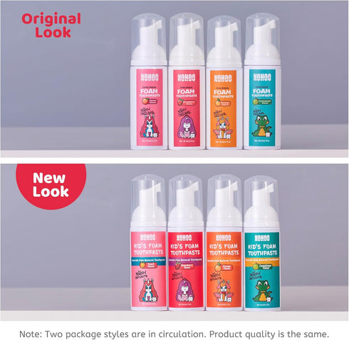 NOHOO Fluoride Free Foam Toothpaste Kids Fruit Flavour,Natural Training Toothpaste for Baby Toddler Children Oral
