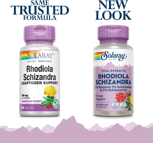 Solaray Rhodiola and Schizandra Supplement, 500 mg | 60 Count