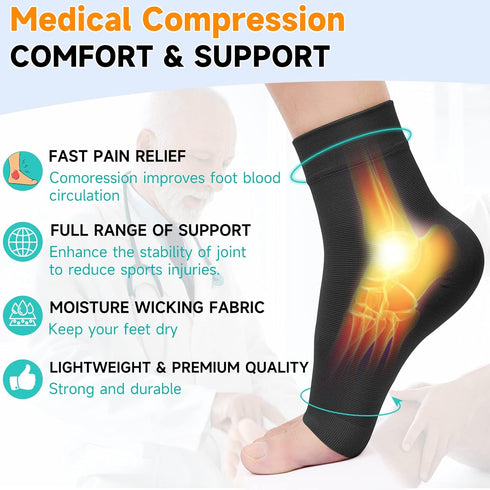 Plantar Fasciitis Socks for Women Men, 20-30mmHg Compression Socks for Arch & Ankle Support, Foot Care Compression