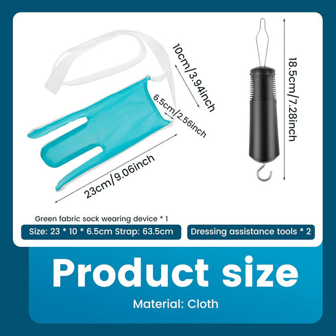 LAINIUTE 2 2 1 Stocking Aid with Pcs in Button Hook and Zipper Pull for Putting Stockings Easy On and Off for Seniors