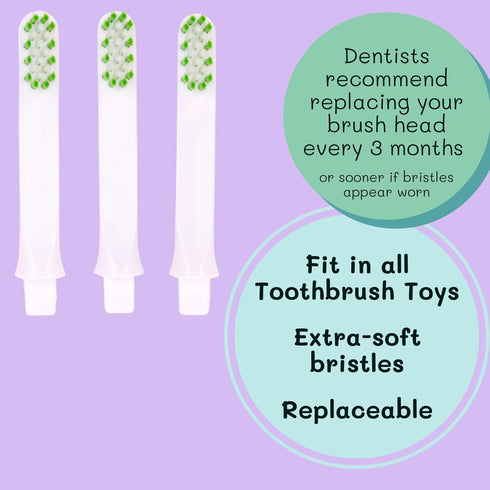 Toothbrush Toys Replacement Toothbrush Heads for Kids, Ultra Soft Bristles, Pack of 3