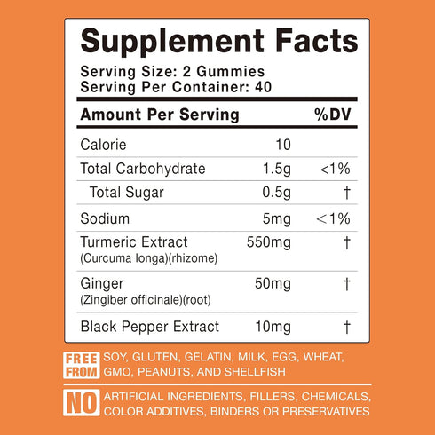 Turmeric Curcumin Gummies with Ginger & Black Pepper Extract - 3 Pack Vegan Gummy Supplements for Joint Health