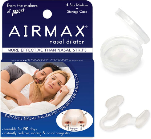 AIRMAX Medium Clear Nasal Dilator for Better Sleep, Comfortable Anti Snoring Device