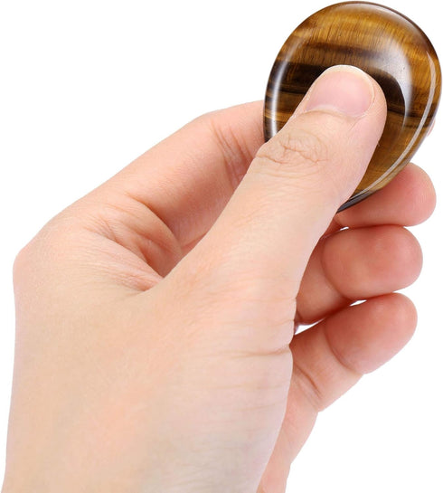 CrystalTears Tiger's Eye Thumb Worry Stone, Healing Crystal Pocket Palm Stone for Anxiety Stress Relief