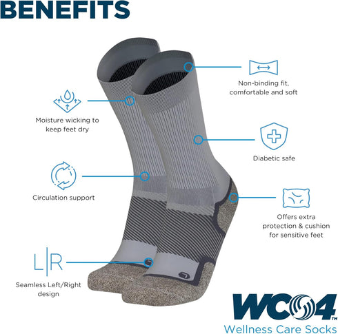 WC4 OrthoSleeve Diabetic & Neuropathy Compression Socks, Non-Binding for Men & Women, Improve Circulation & Edema
